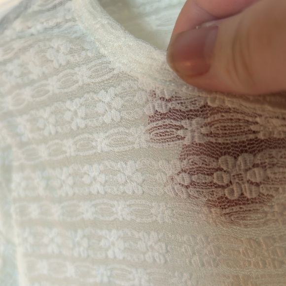 NWT No Boundaries sheer off white top with floral pattern Youth Size XXL (19) - Picture 3 of 9